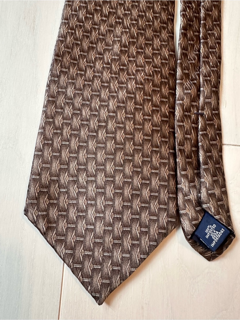 Textured Brown Geometric Men's Tie
